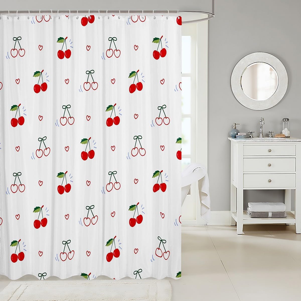 Feelyou Cherry Bath Curtain Set 72x72 Waterproof