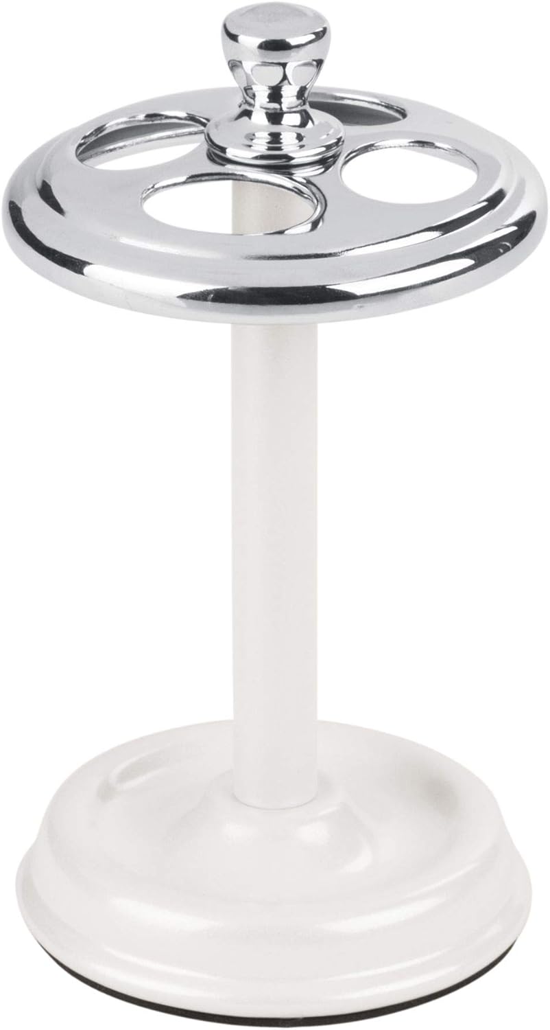 InterDesign York Collection Toothbrush Holder - 4 Slots Chrome Pearl White