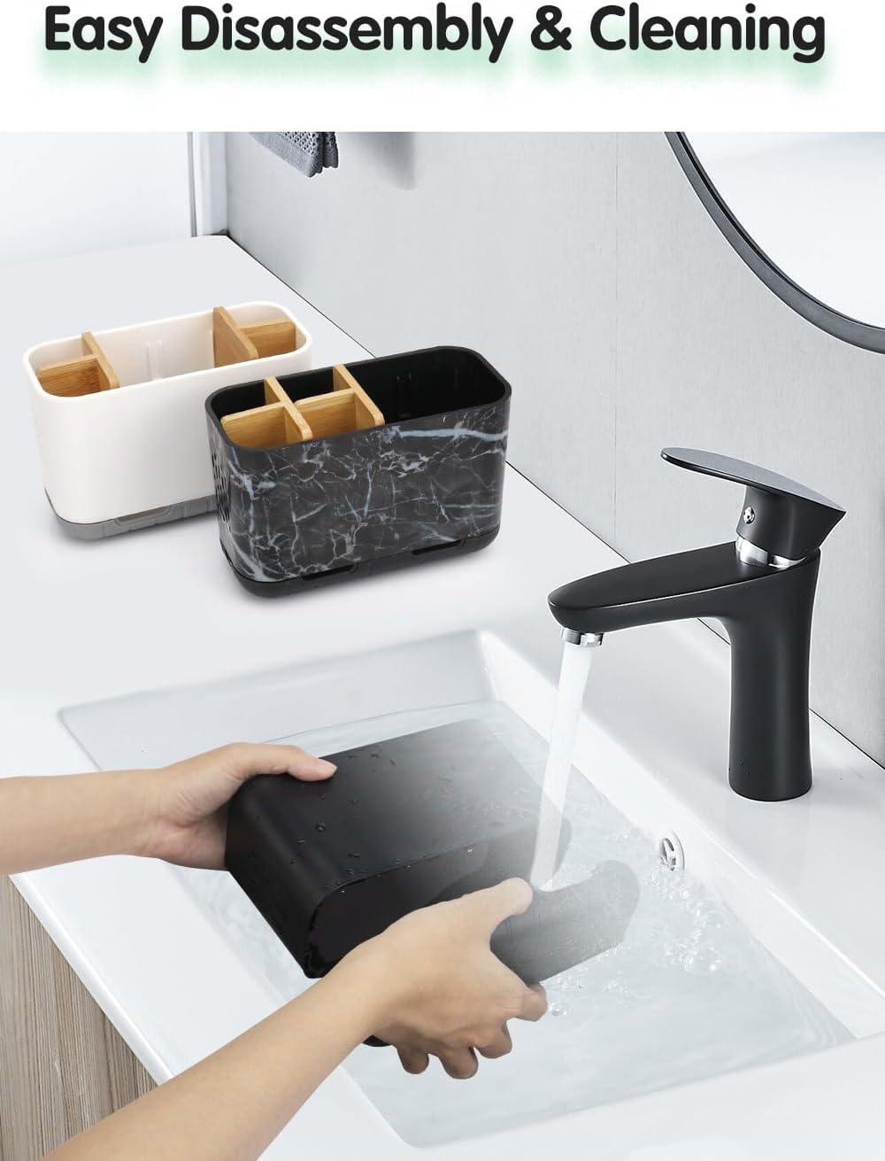 GFWARE Matte Black Toothbrush Holder Set with Drainage and Ventilation