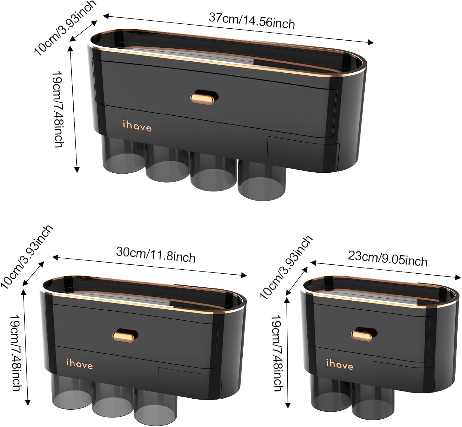 iHave Toothbrush Holder with 2 Cups and Drawer