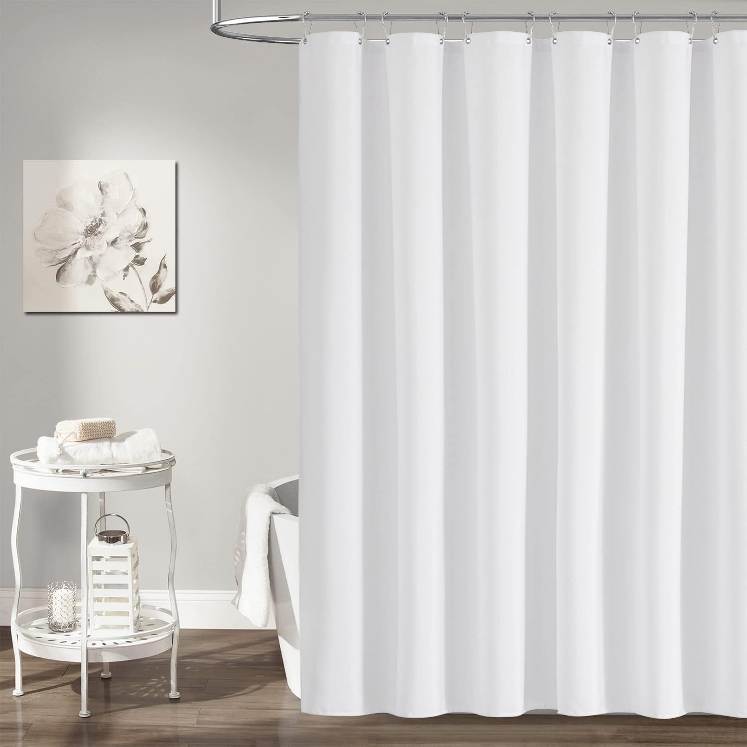 BTTN Linen Textured Shower Curtain Set - 60 x 84 Inch White