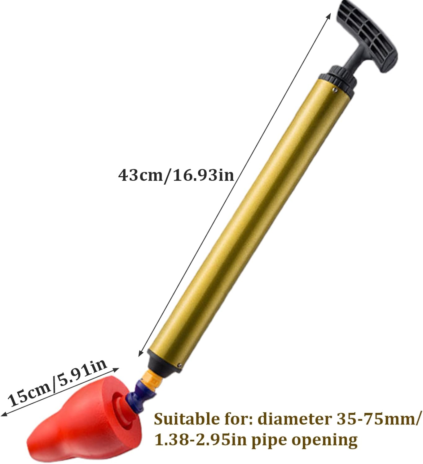 High Pressure Toilet Plunger with 180 Rotating Head and Press Handle