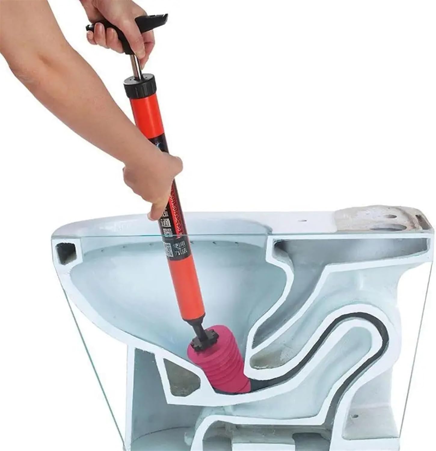 High Pressure Toilet Clog Remover with Durable Plunger Head
