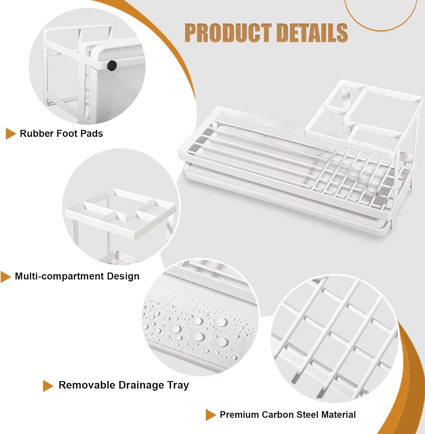 Heagoale Toothbrush Holder Bathroom Organizer with Multiple Compartments - White
