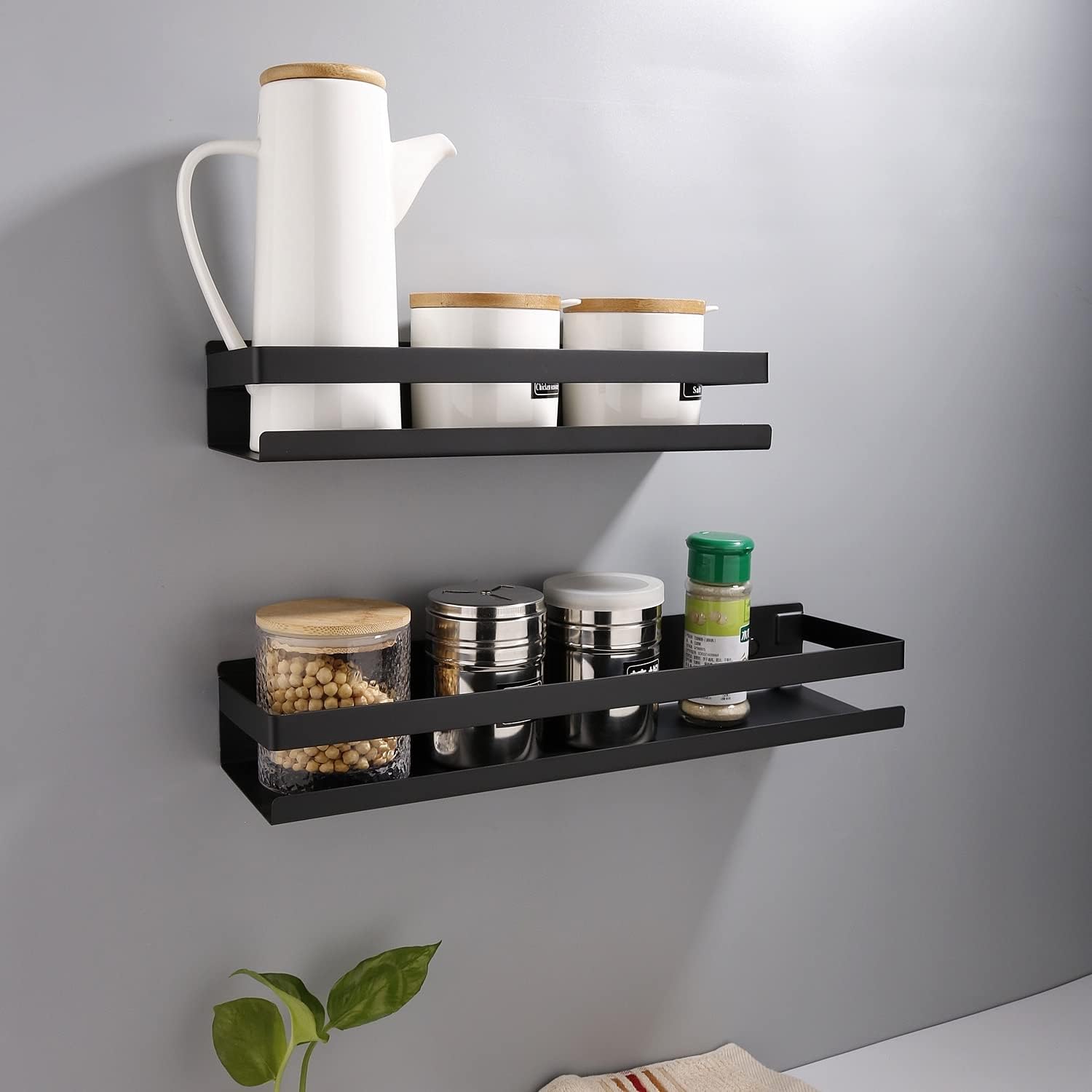 Modern Matte Black Shower Caddy with 20cm Shelves