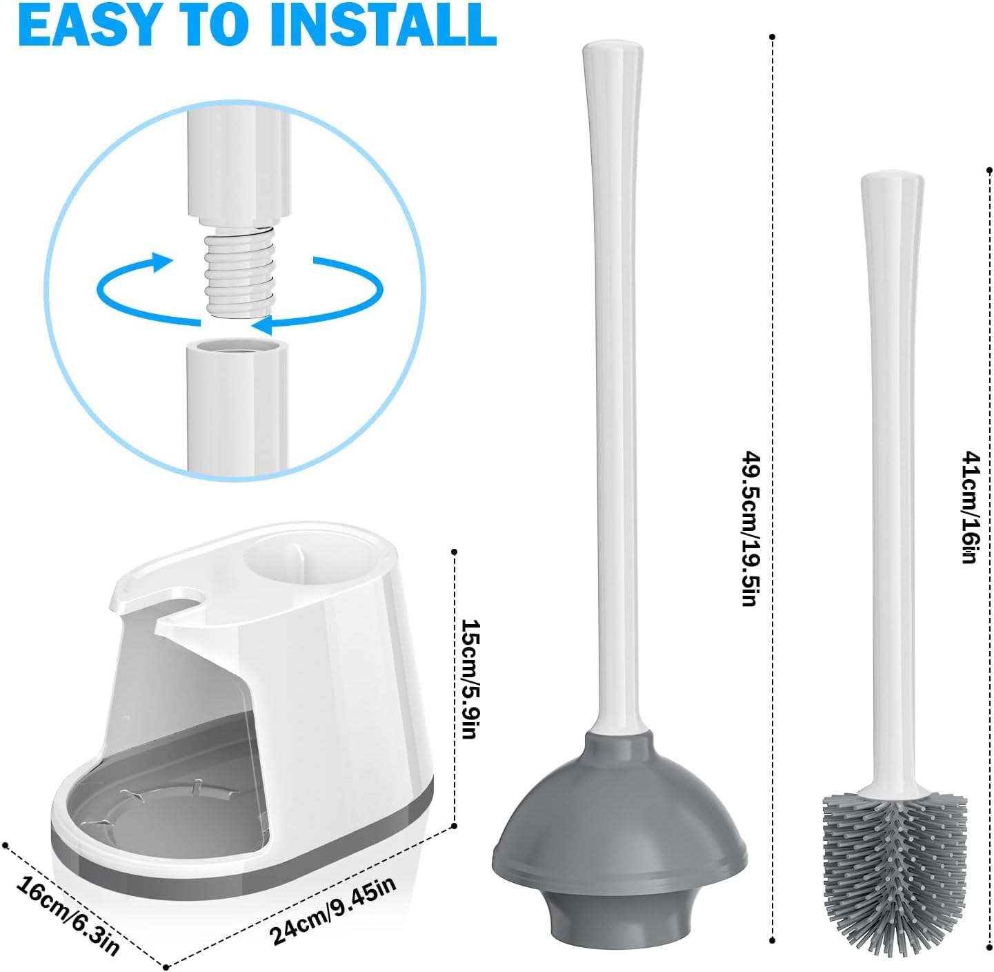TRENTI 2-in-1 Toilet Plunger and Brush Set with Holder