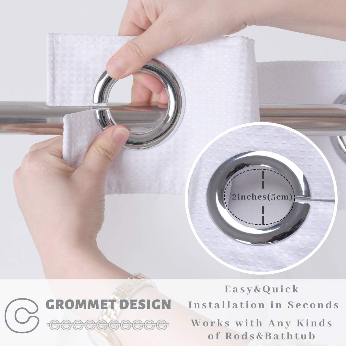 Ecoehoe 36x72 Hook-Free Shower Curtain Set with Polyester Liner and Magnets