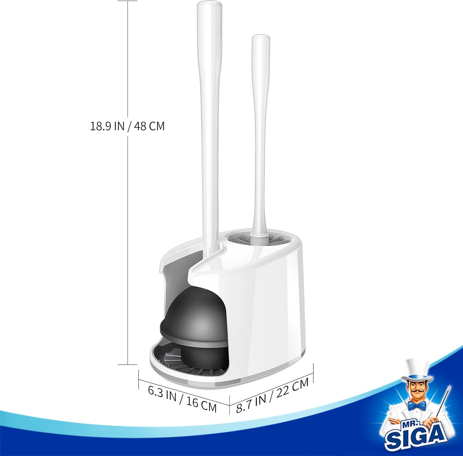 MRSIGA Toilet Plunger and Brush Set with Holder