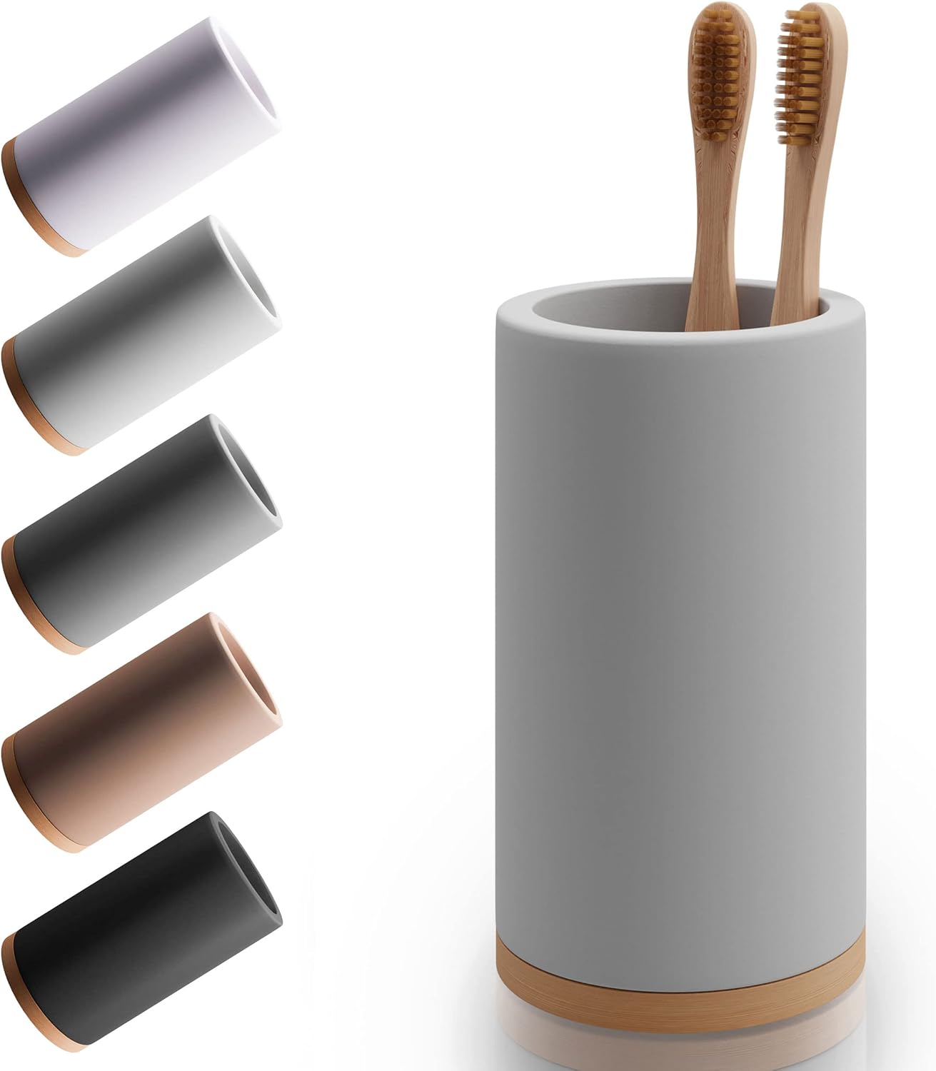 Matani Bamboo Diatomite Toothbrush Holder - Light Grey