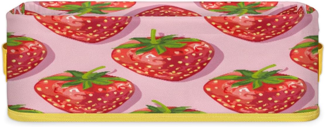 Strawberry Red Toilet Paper Basket with Handle for Bathroom Storage