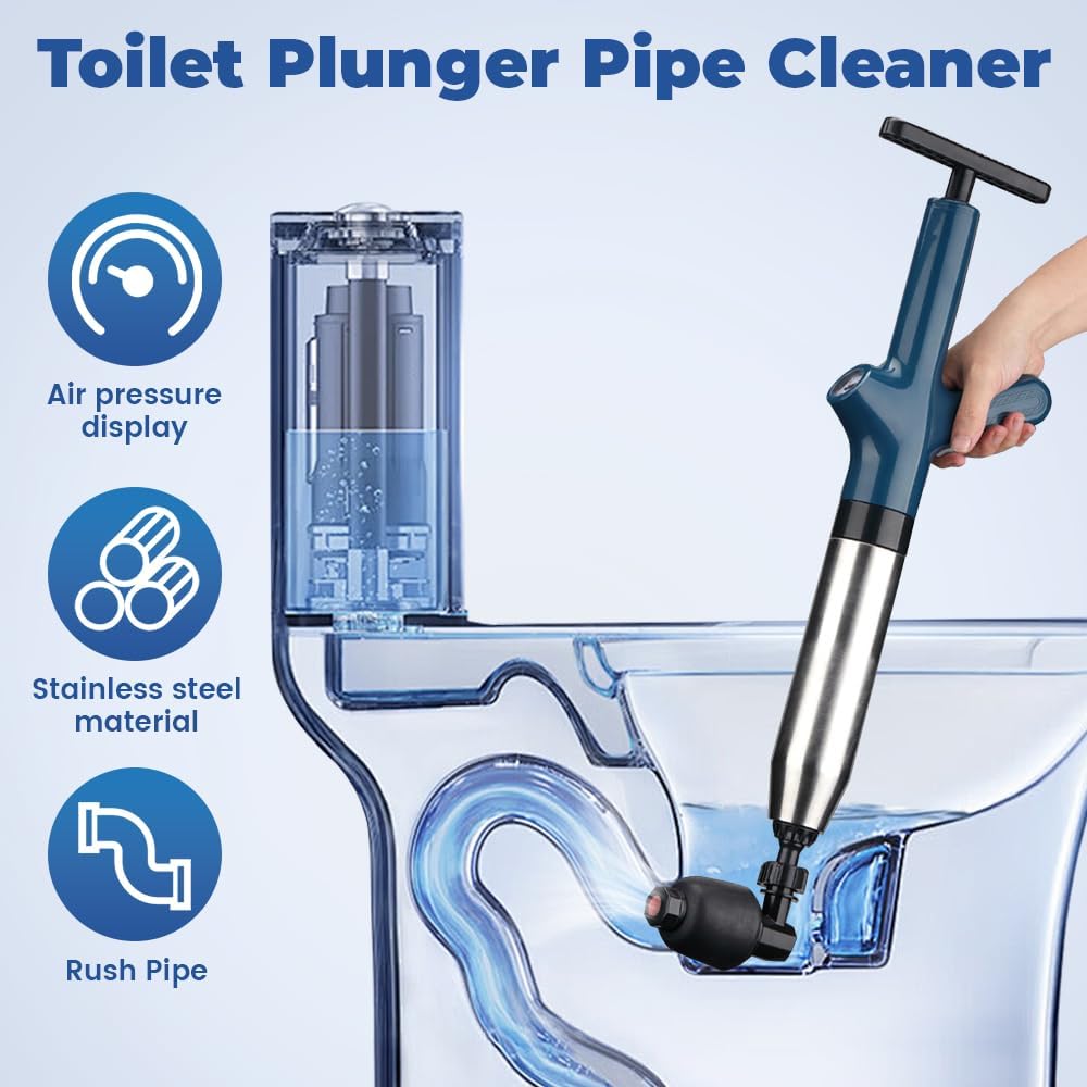 Eadwe Toilet Plunger with Barometer - Blue