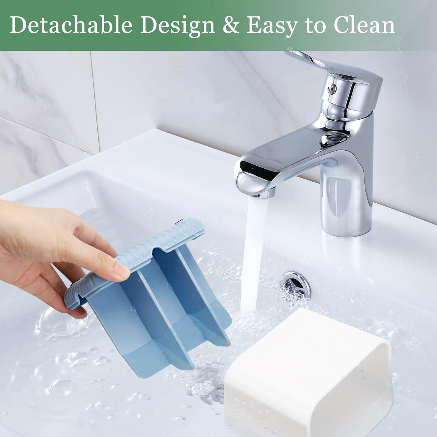 PARKMANI 4 Slots Toothbrush Holder for Bathroom Organizer Non-Slip Drainage Blue