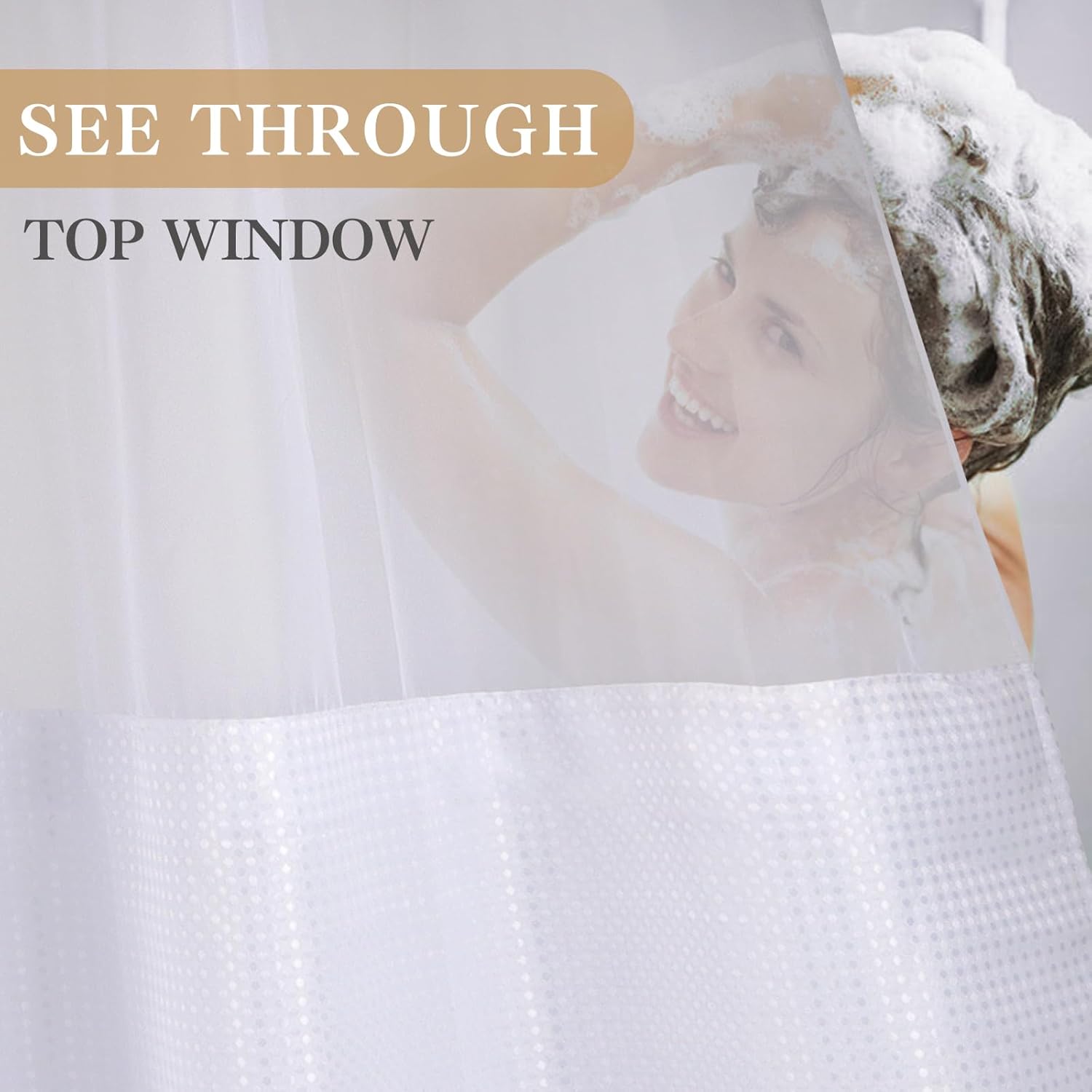 ADABOO Clear Shower Curtain with Snap-in Liner Set 1