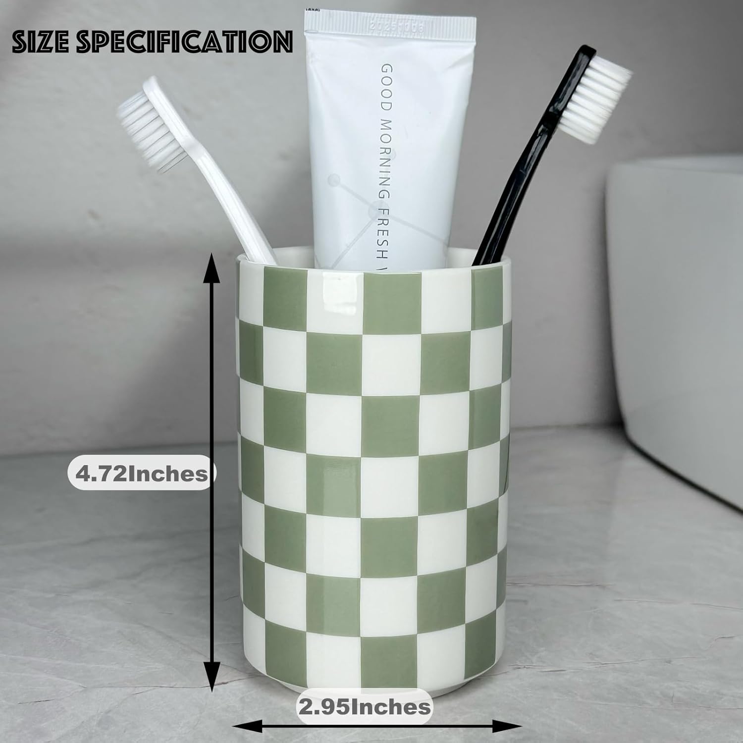 Nakor Home Sage Green Ceramic Toothbrush Holder