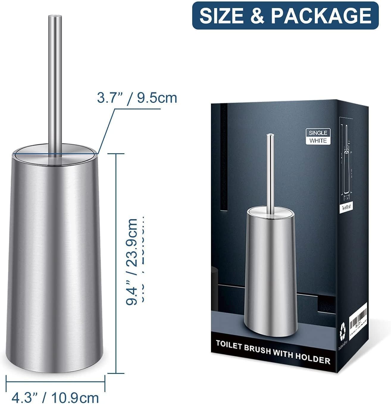 Wsedor Toilet Brush and Holder - 304 Stainless Steel Rust Resistant Elegant Design