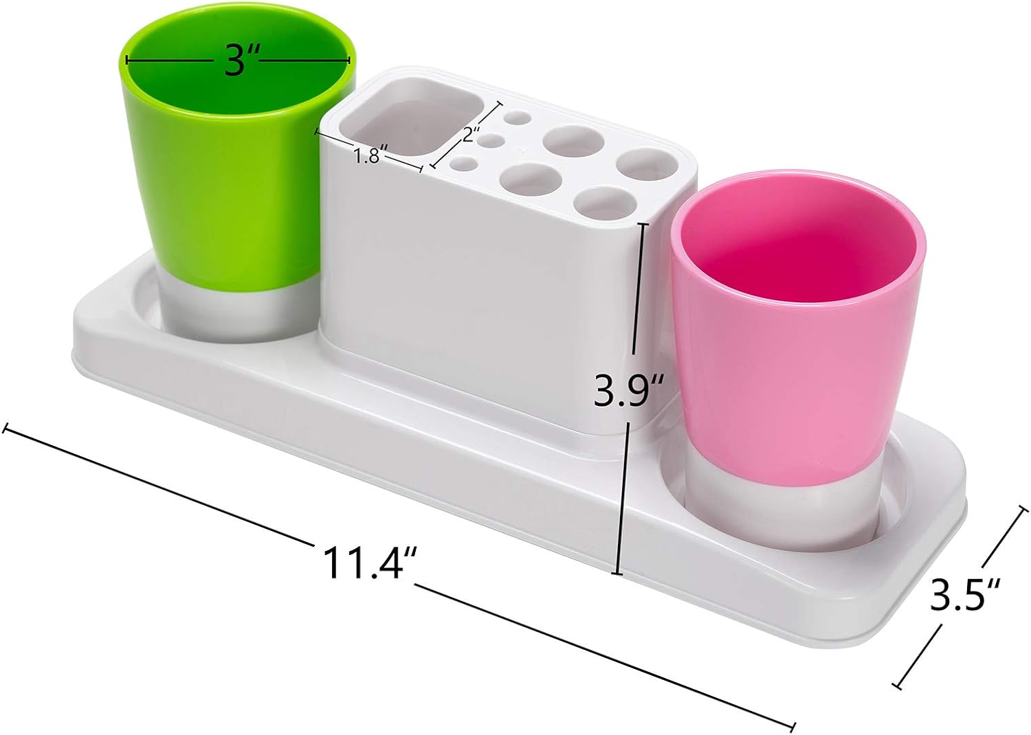 Bathroom Toothbrush Holder with 2 Rinsing Cups 1