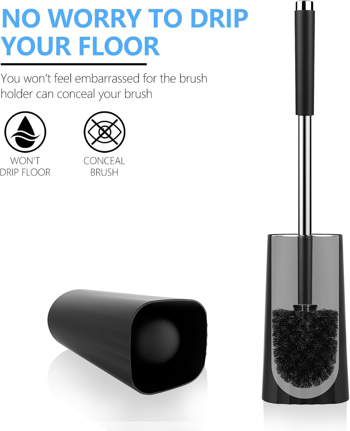 SetSail Toilet Brush Set 2 Pack with Holder and Durable Bristles