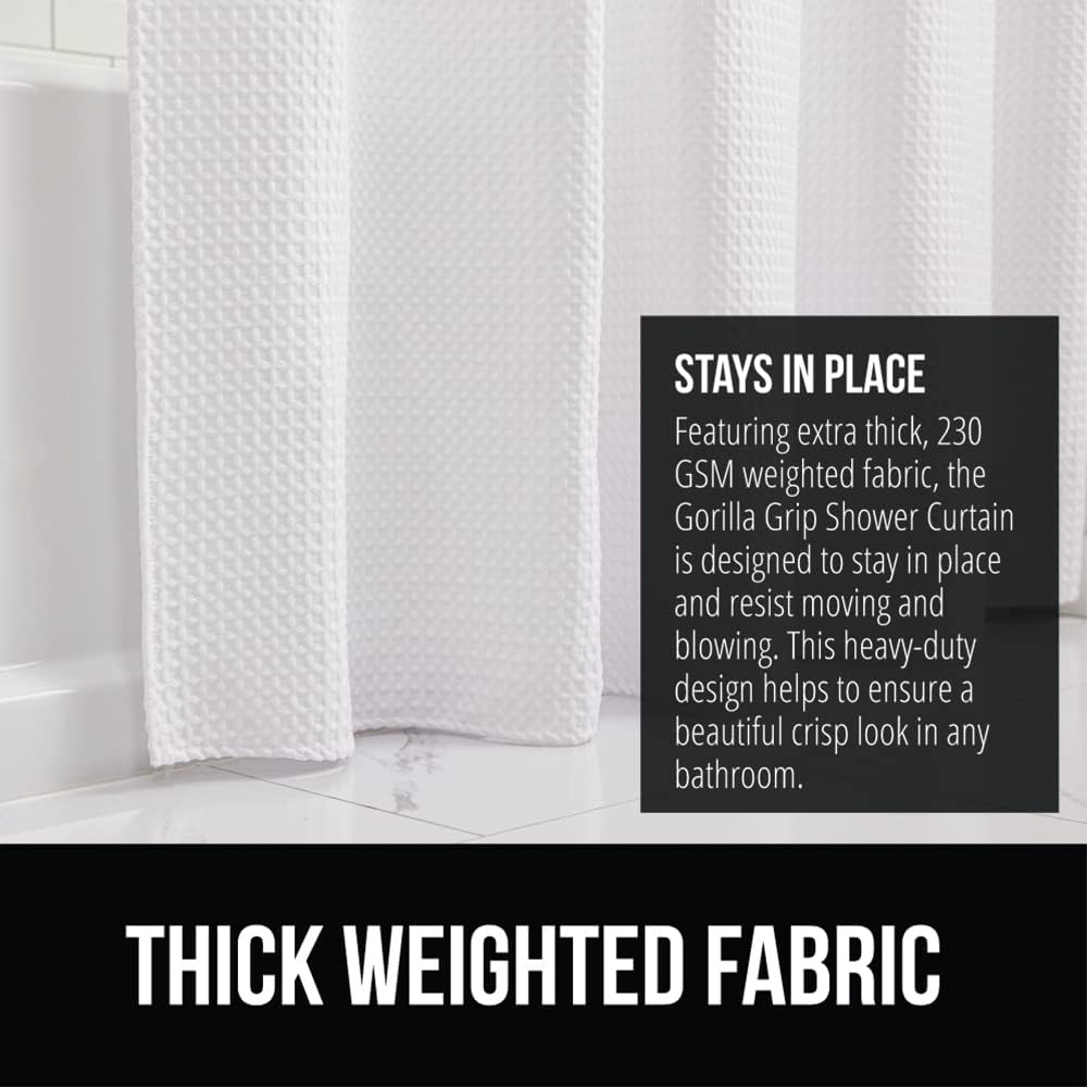 GORILLA GRIP White Bath Bundle with 30x20 Mat 72x78 Shower Curtain