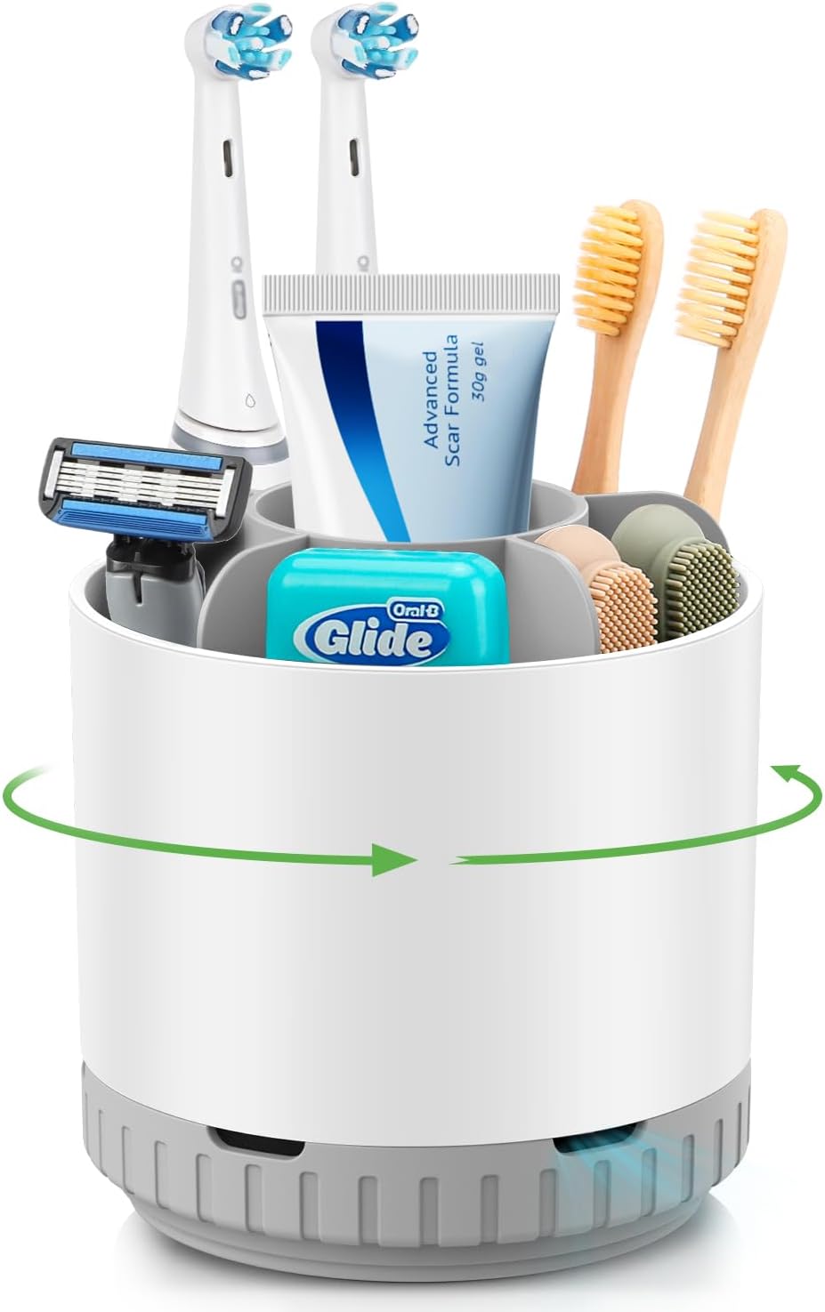 GFWARE 6-Slot Rotating Toothbrush Holder for Bathroom Countertop Storage