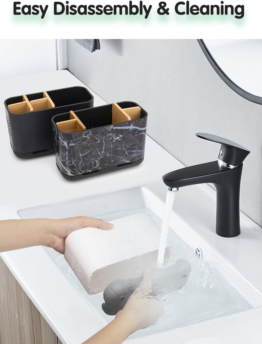GFWARE Bamboo Toothbrush Holder with Drainage and Ventilation
