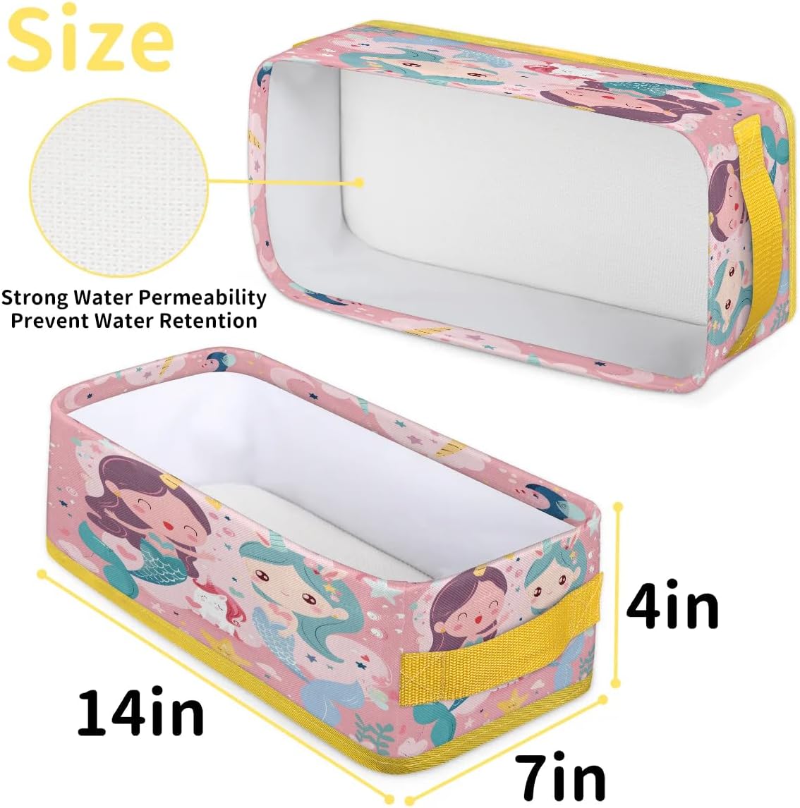 Tablerazzi Cute Cartoon Mermaid Toilet Paper Basket with Handle