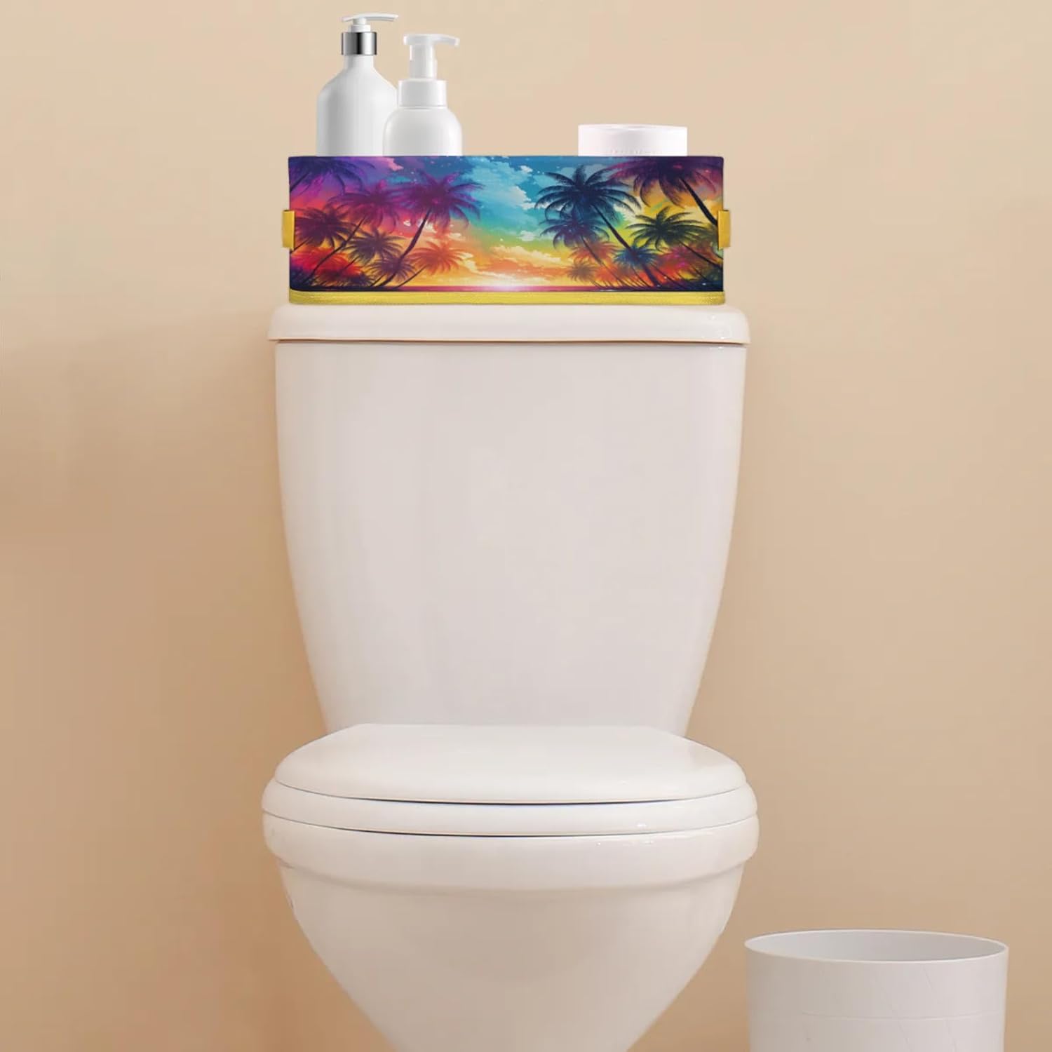 Ocean Palm Tree Toilet Paper Storage Basket with Handle