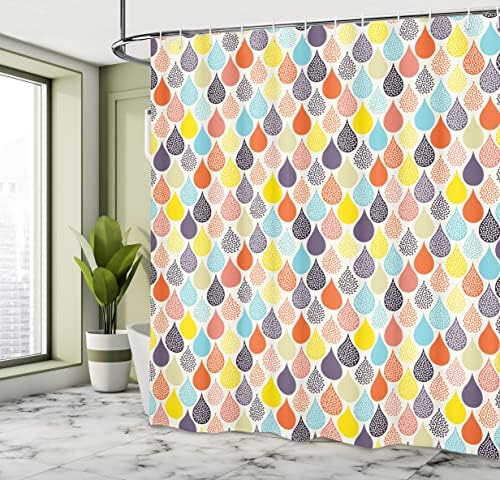 Ambesonne Geometric Shower Curtain with Hooks - Pale Blue