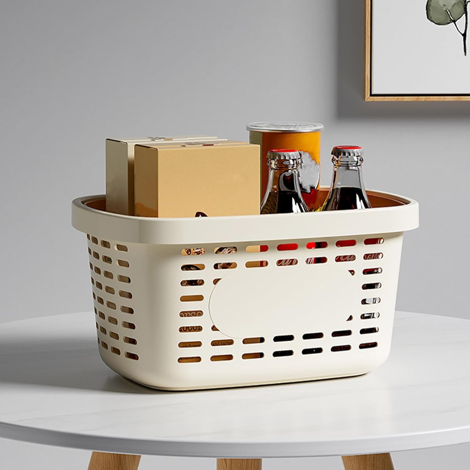 Plastic Bathroom Storage Basket with Handle and Drainage