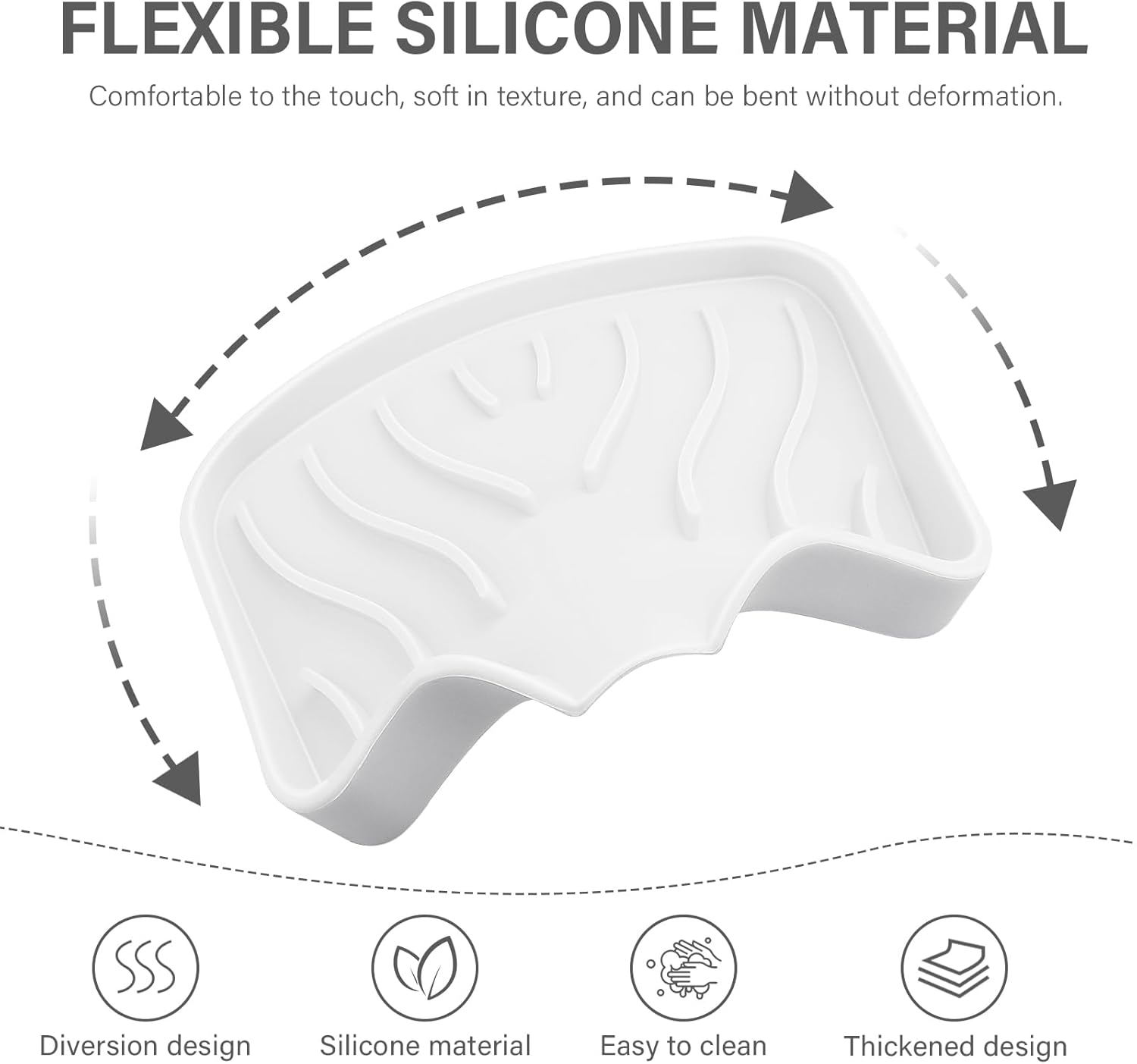 SAISN Silicone Soap Dish 2 Pack with Drain