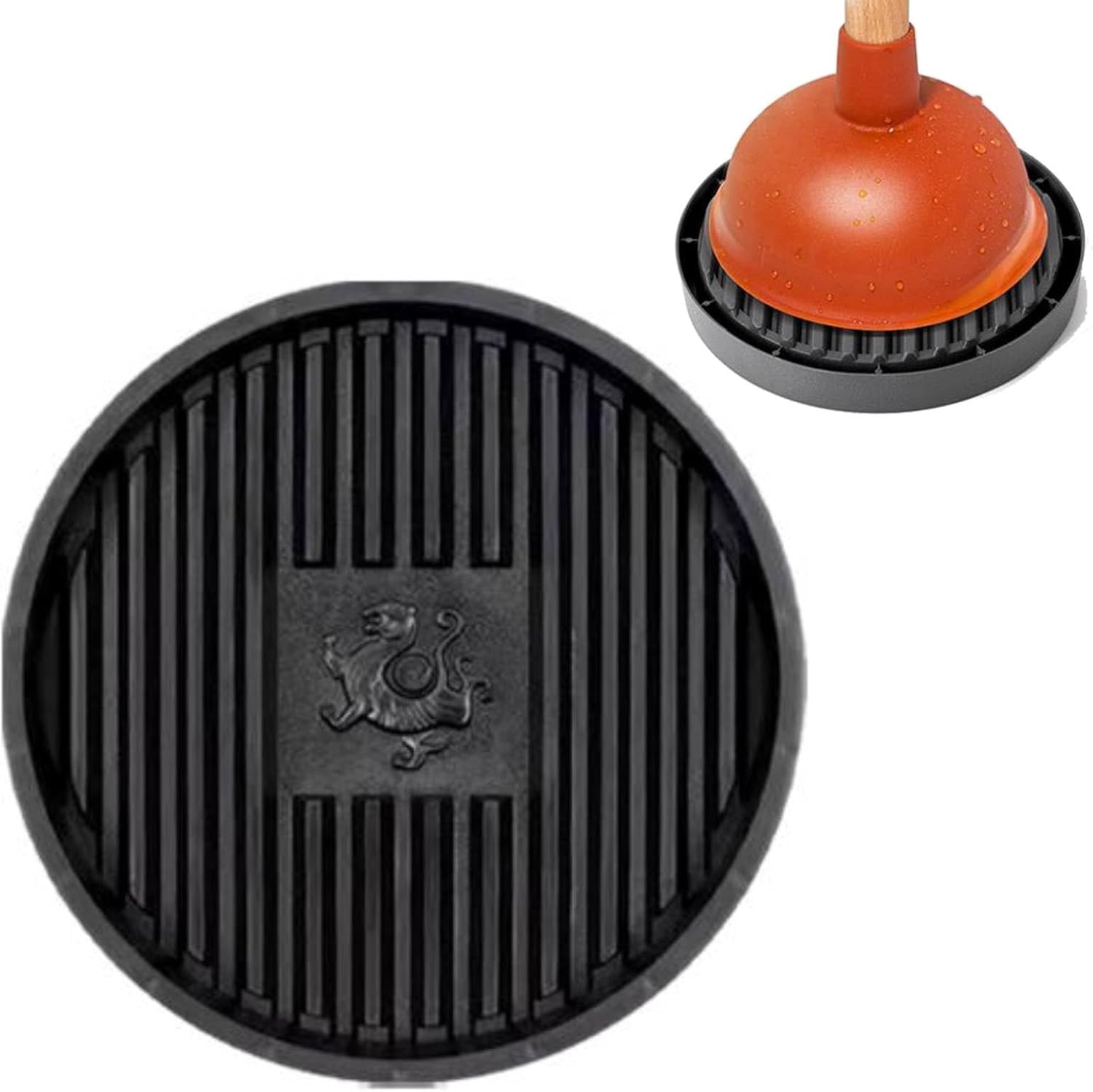 Plunger Tray with Ventilation for Toilet Plunger Drying and Storage