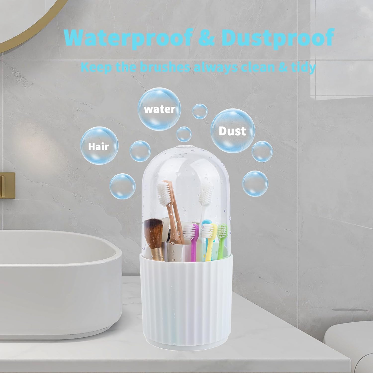 OOXYG Large Capacity Toothbrush Holder with Lid and 5 Slots
