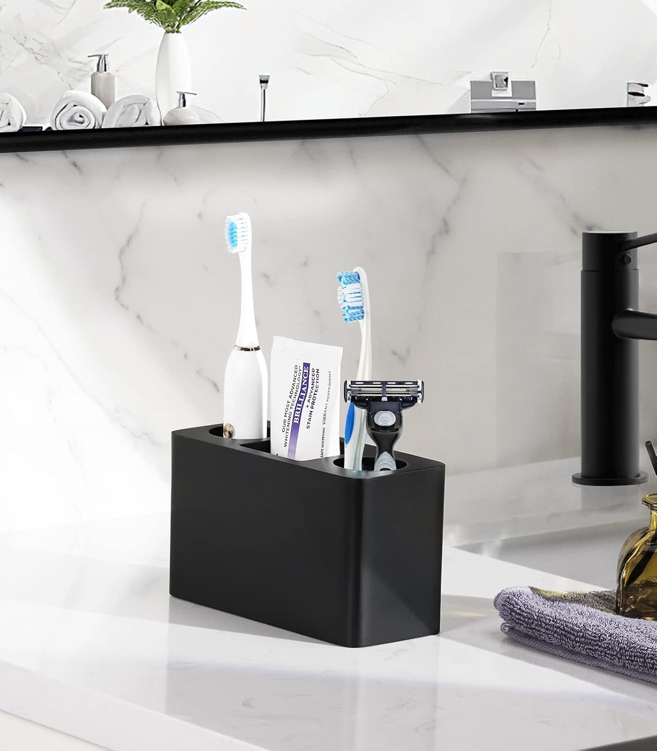 Luxspire Toothbrush Holder - Black 3 Slots