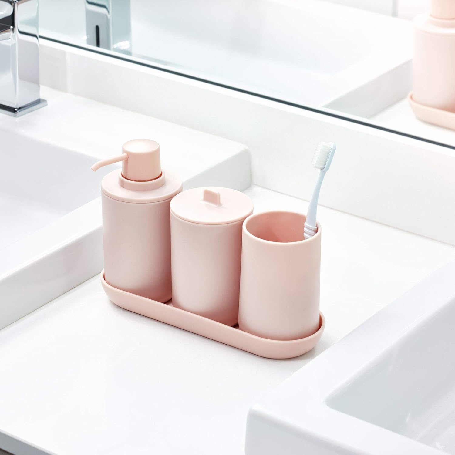 iDesign Cade Toothbrush Holder with 3 Slots Blush