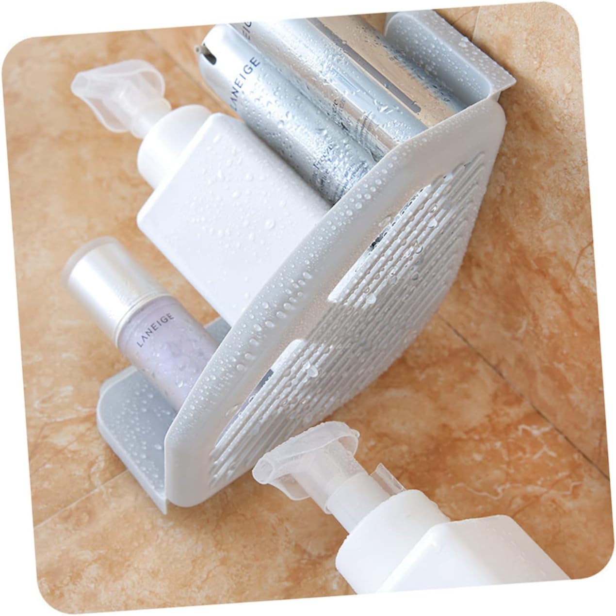 2pcs No Punching Triangle Storage Rack for Bathroom and Kitchen