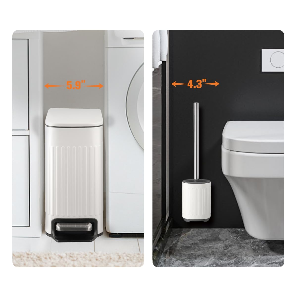 TrashAid Bathroom Trash Can with Toilet Brush Set 1
