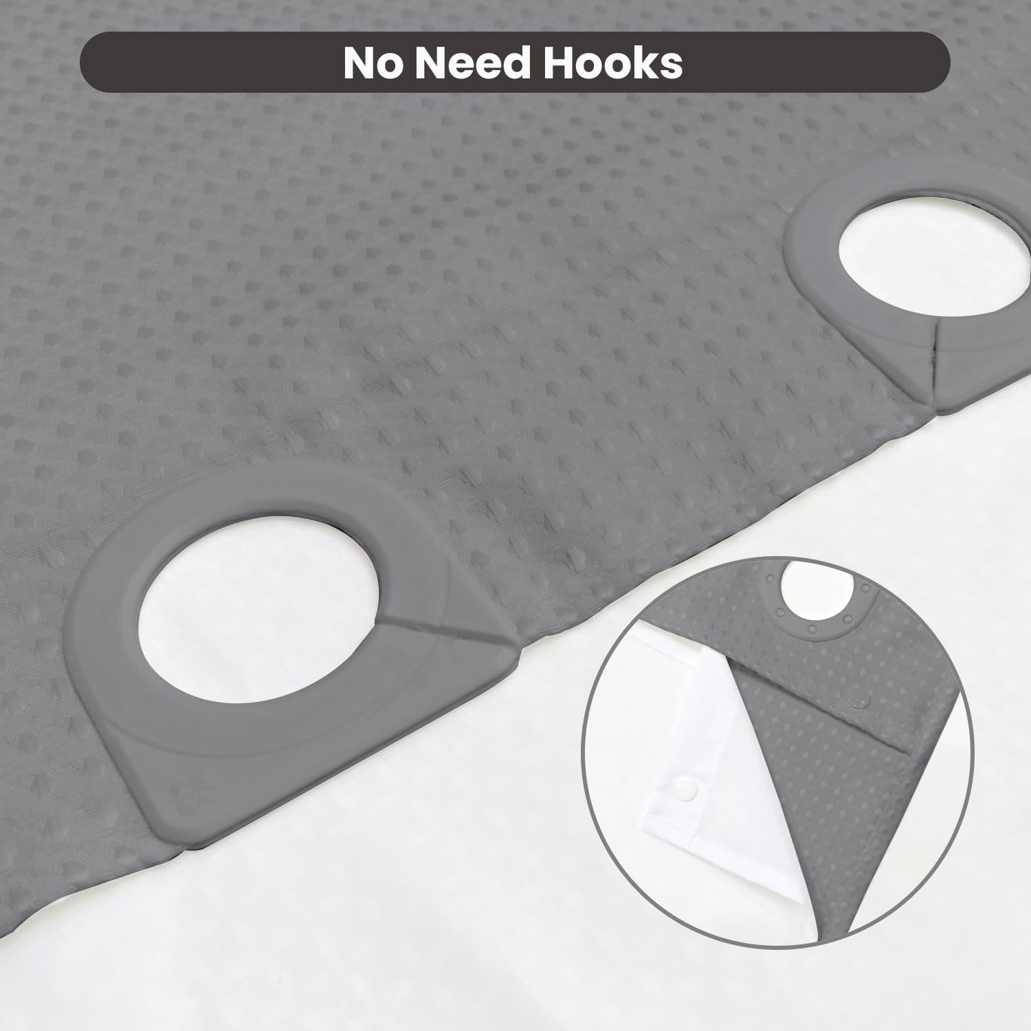 Inhousolu No Hook Waffle Shower Curtain Set - 72x78 Inch Grey