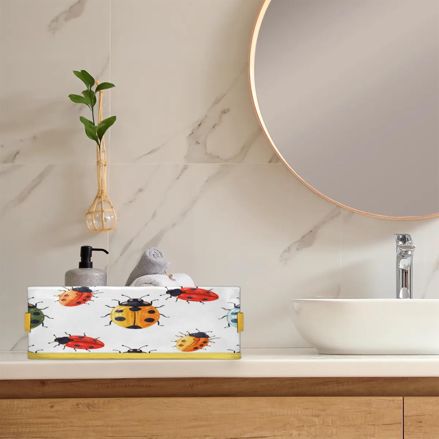 Cute Ladybird Toilet Paper Basket with Handles