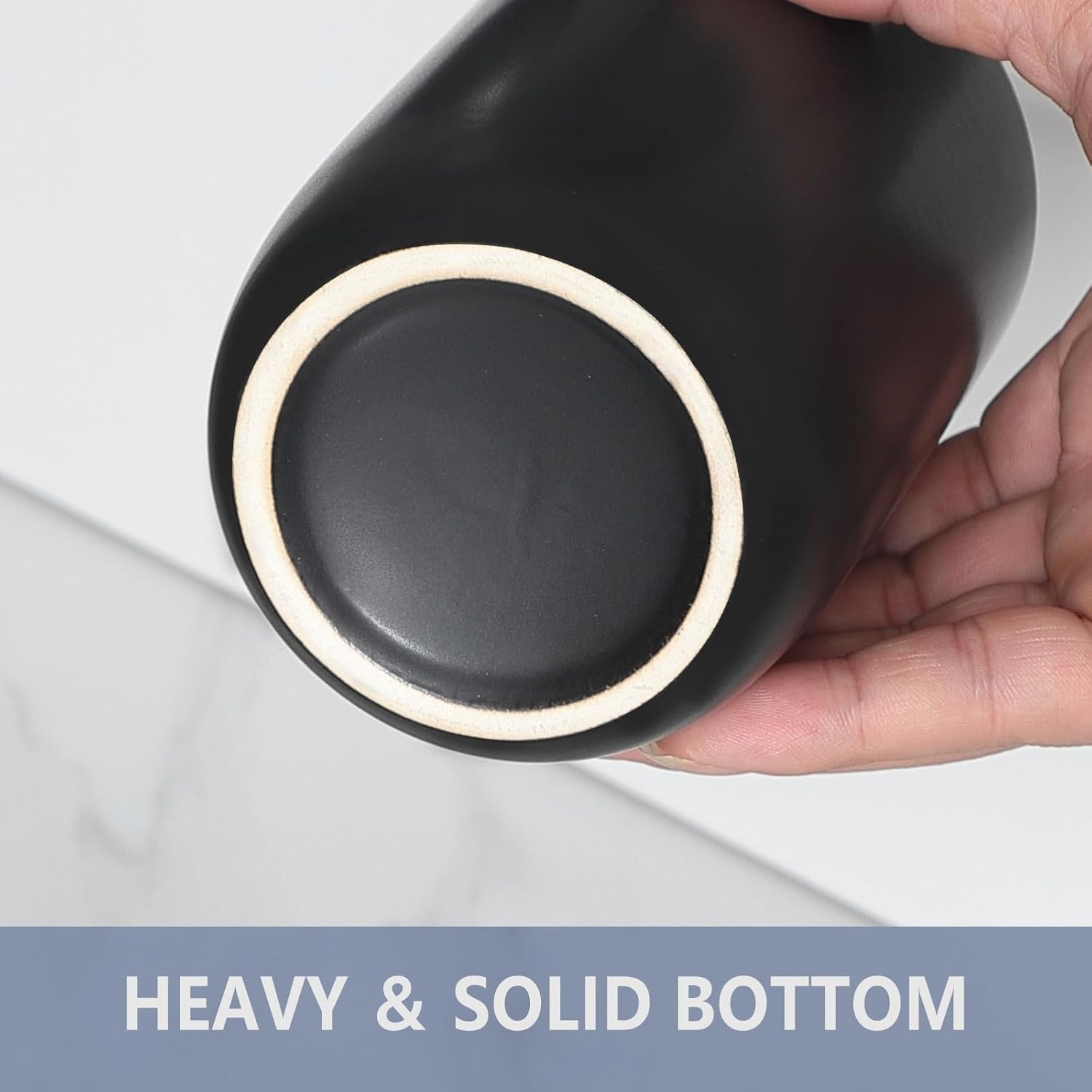 Matte Black Ceramic Toothbrush Holder - 1 Cup Reusable Bathroom Organizer