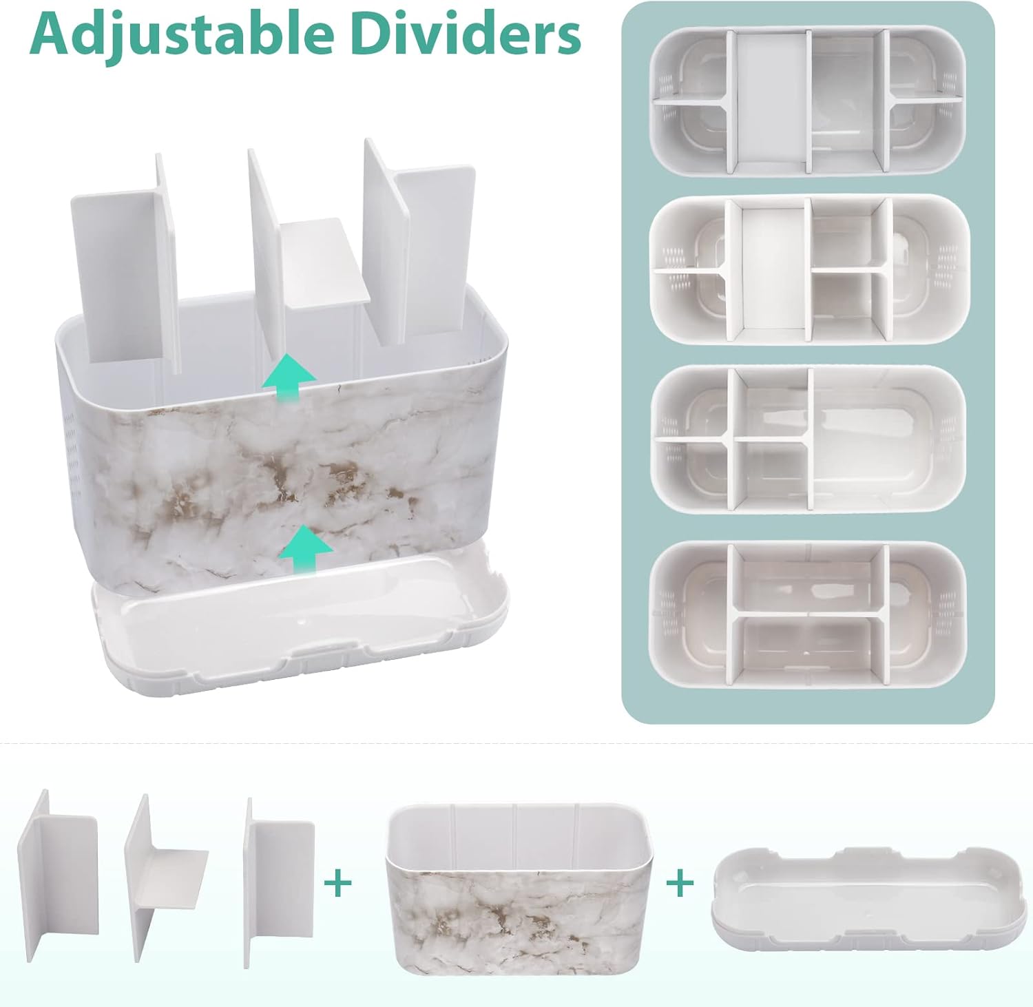 Boperzi 6-Slot Marble Toothbrush Holder with Drainage