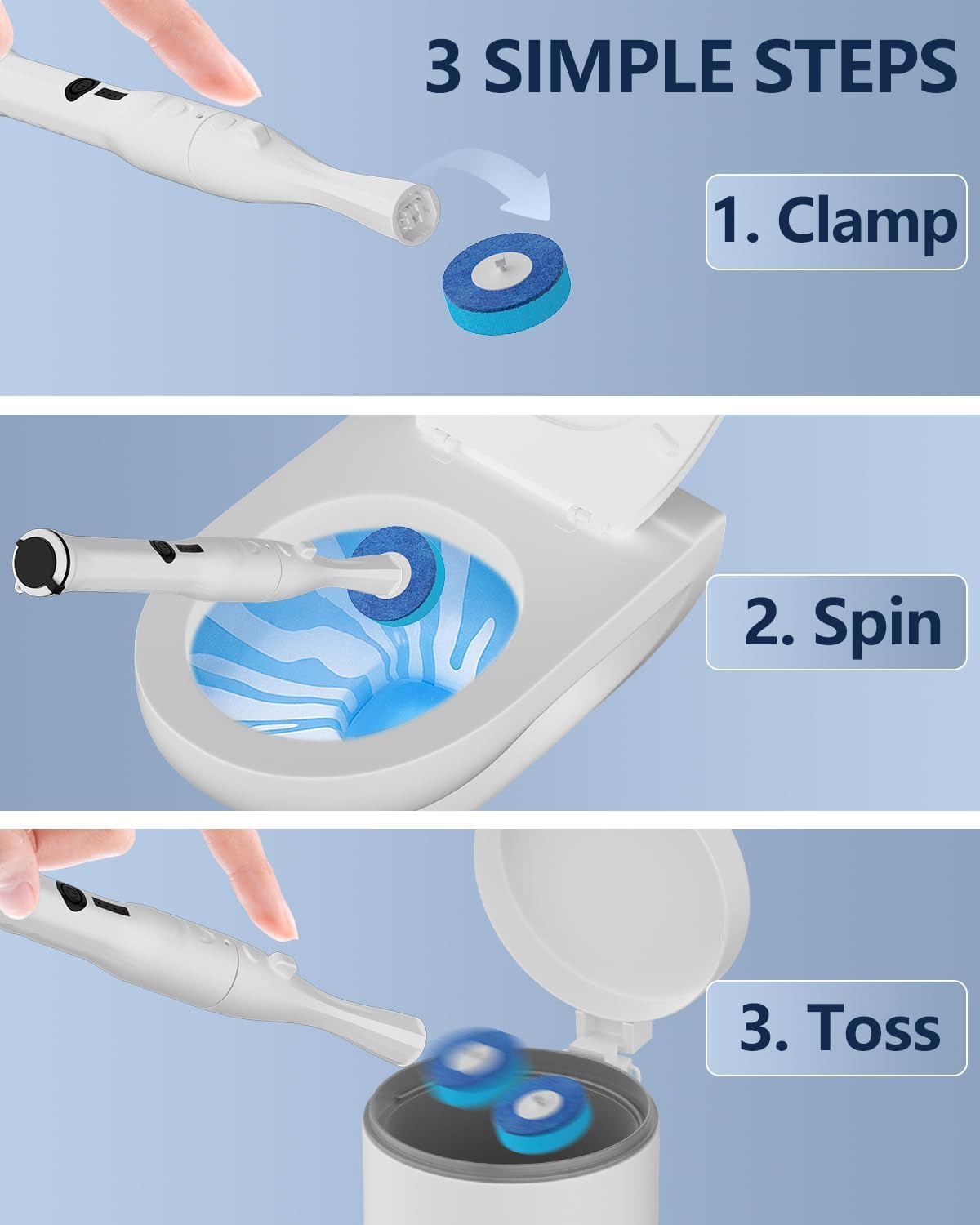 Leebein 8-in-1 Electric Toilet Brush Set with 6 Refills 1