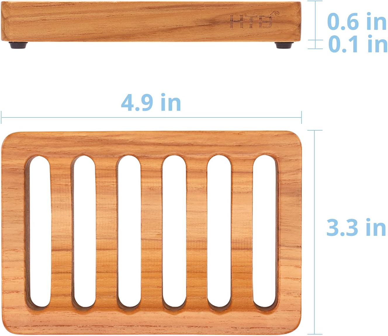 HTB Teak Wood Slotted Soap Holder for Shower Sink and RV