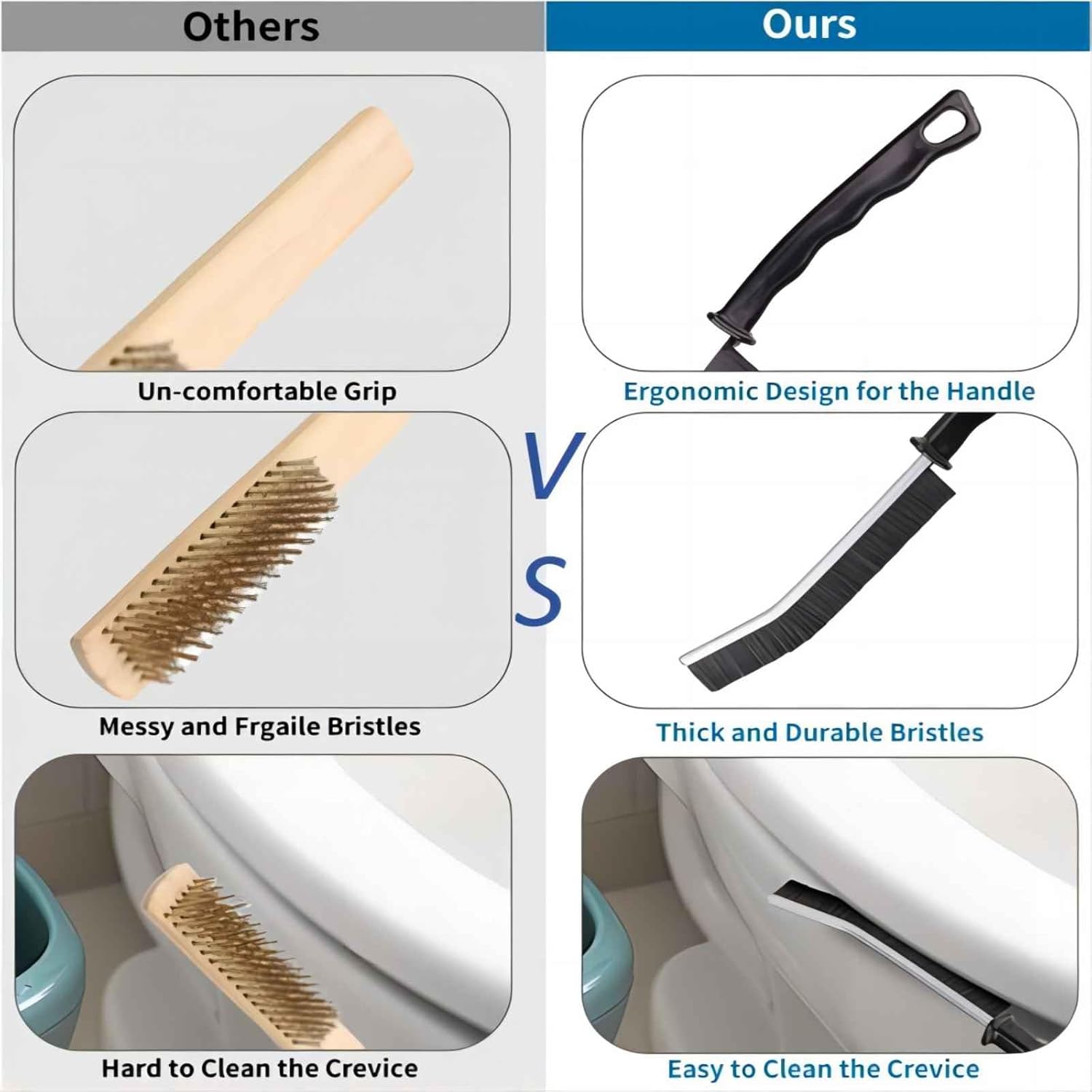 POPGIO 3Pcs Crevice Cleaning Brush Set