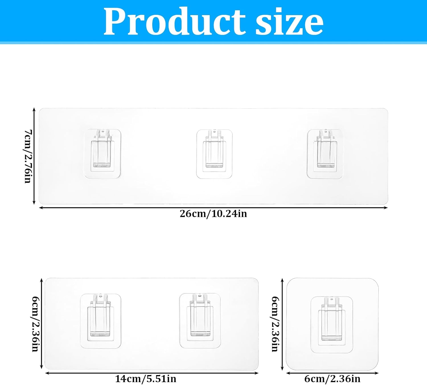 14 Pcs Clear Shower Shelf Adhesive Hooks for Bath and Kitchen