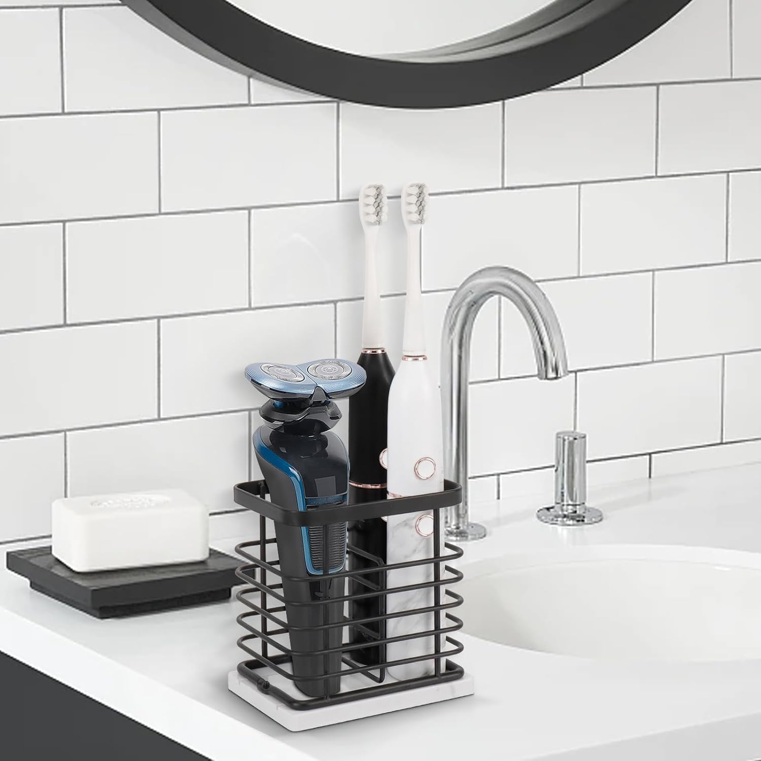 HarJue Toothbrush Holder with Marble Base and 2 Slots
