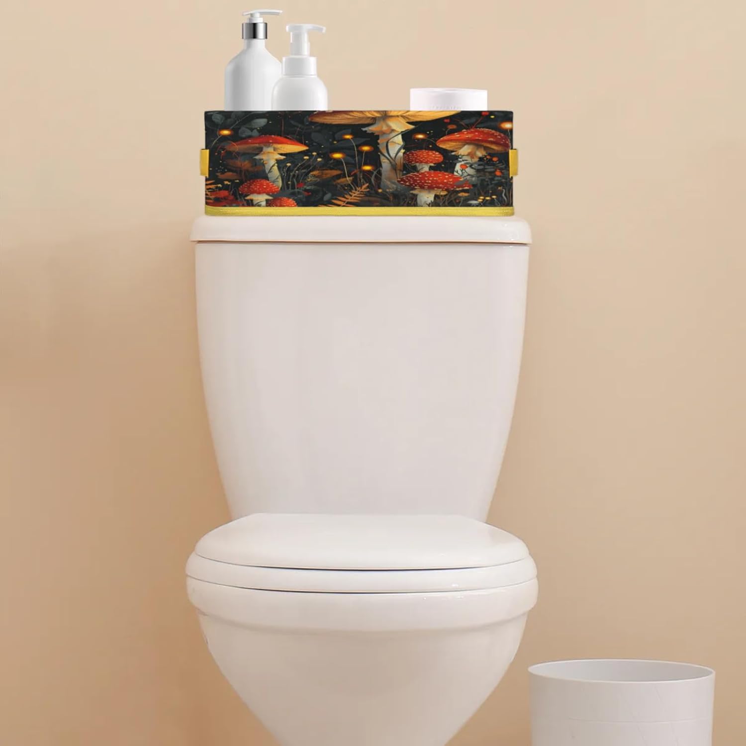 Mushroom Pattern Toilet Paper Basket with Handles 1