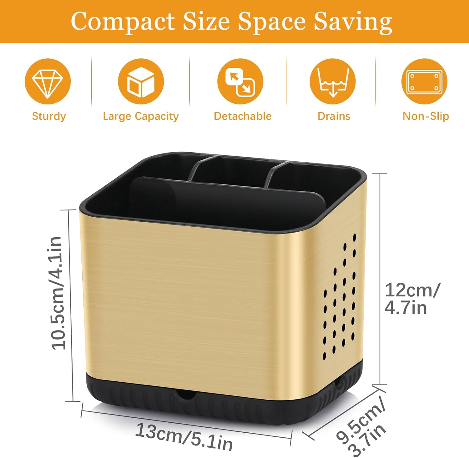 PARKMANI Brushed Gold Toothbrush Holder with Drainage and Ventilation