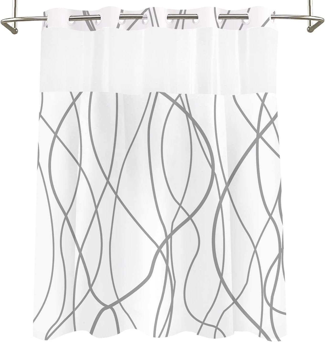 Tititex Abstract Curve Lines Snap-In Liner Shower Curtain