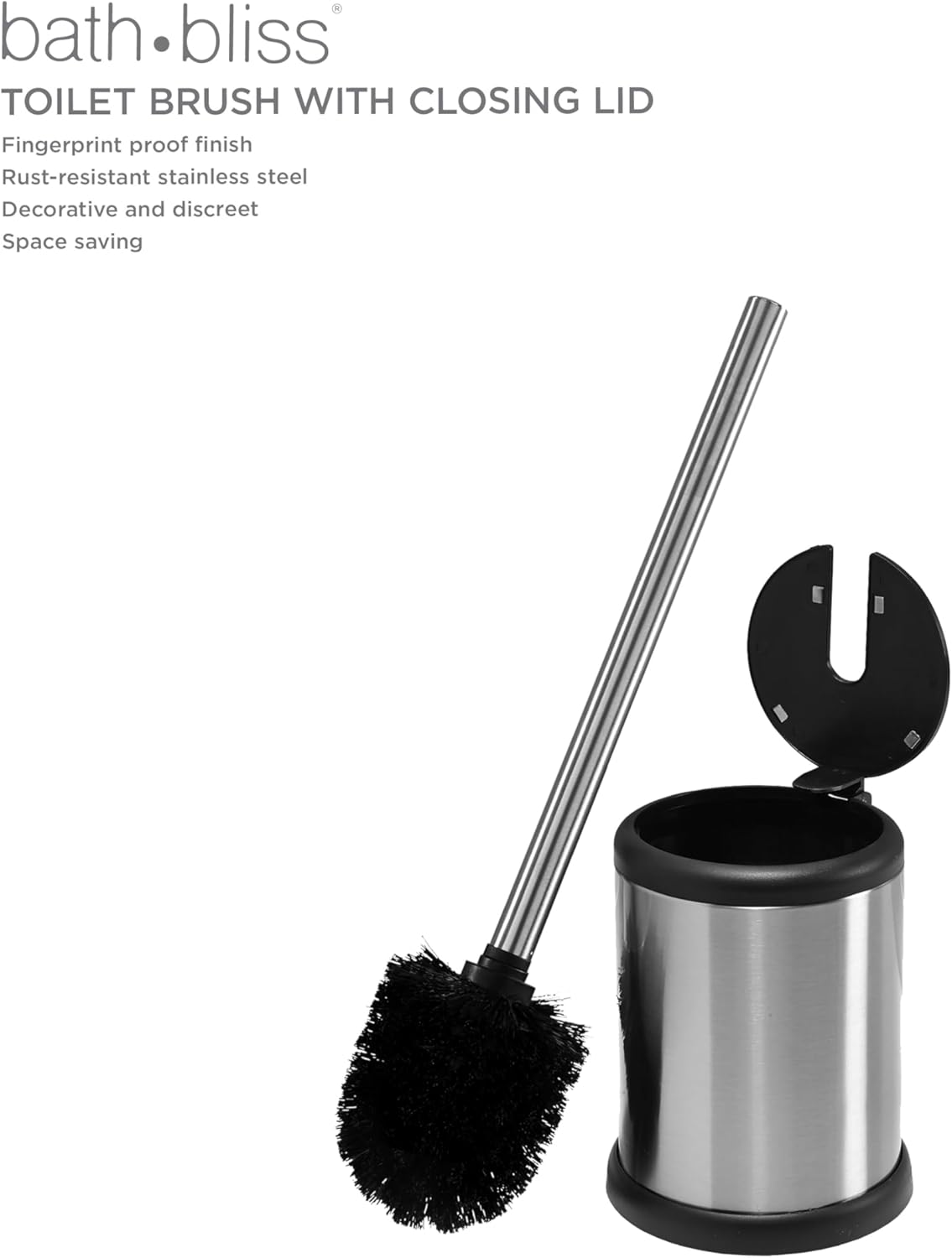 Bath Bliss Toilet Brush with Self-Closing Lid