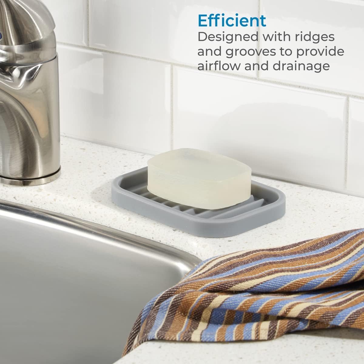 InterDesign iDesign Silicone Soap Dish Gray 5x35x5 Rectangular