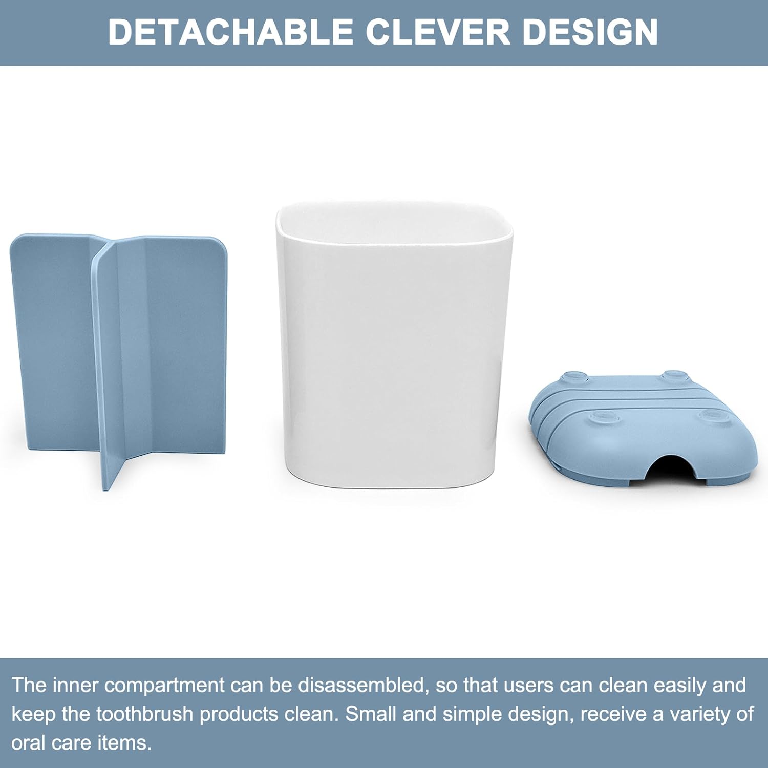 Scartink Toothbrush Holder 3-Slot Anti-Slip Organizer for Bathroom Blue